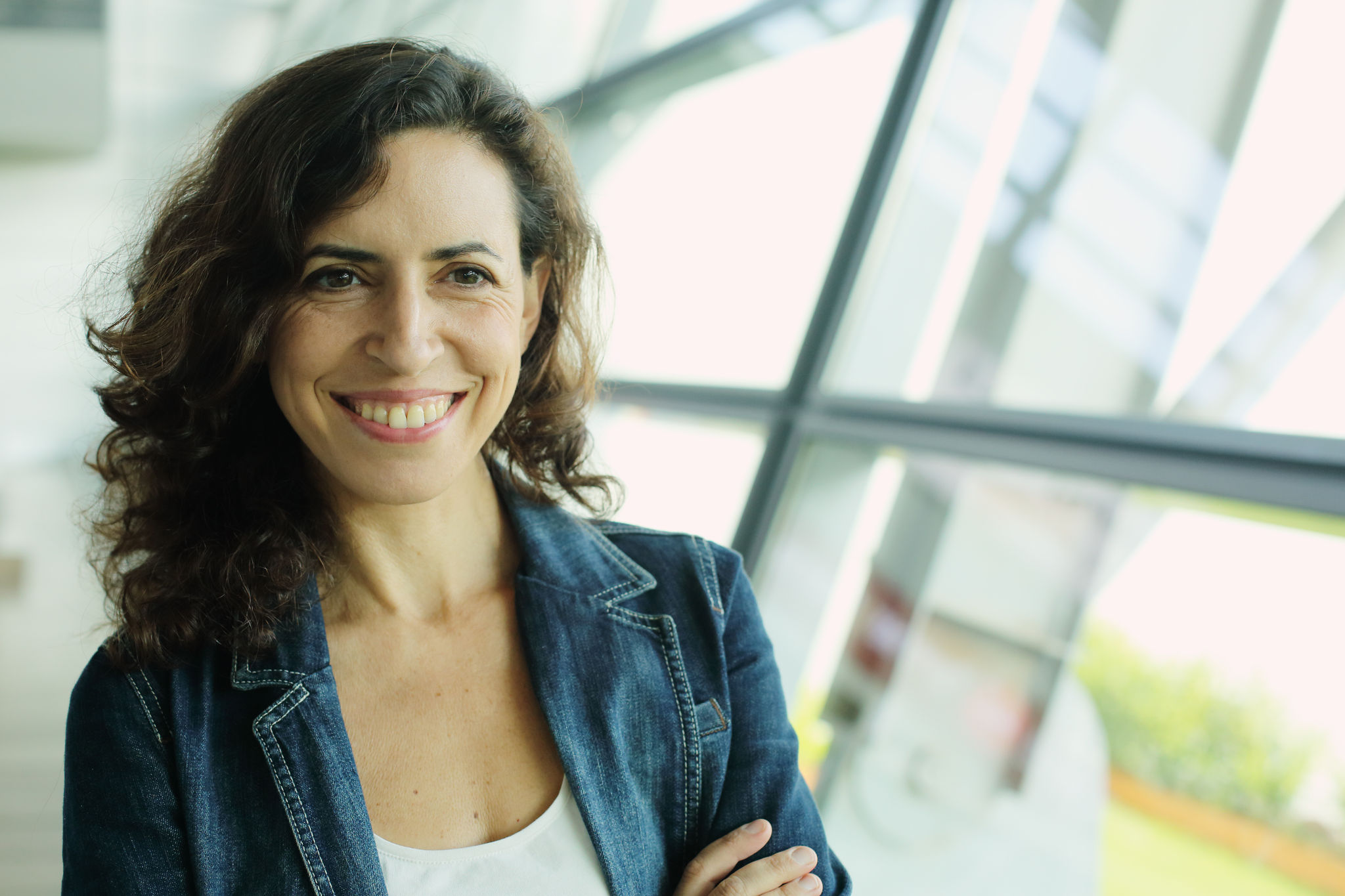 Indoor portrait of beautiful 40 years old woman